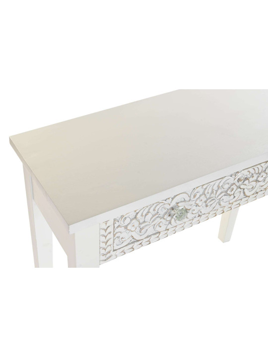 Console blanche gravée en bois de manguier Console blanche gravée en bois de manguier