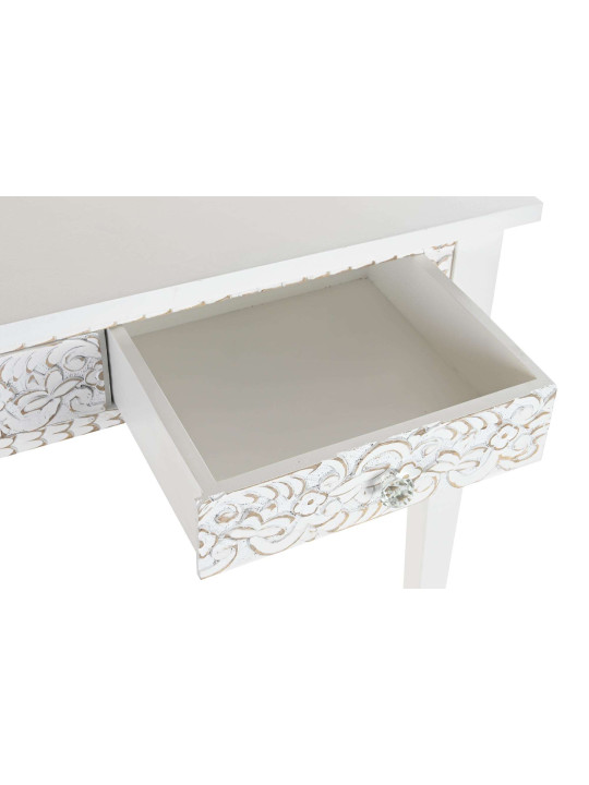 Console blanche gravée en bois de manguier Console blanche gravée en bois de manguier
