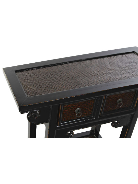 Console Shamian 2 tiroirs en bois d’orme noir