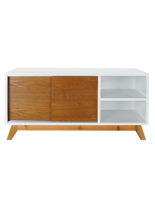 Meuble tv scandinave marron et blanc