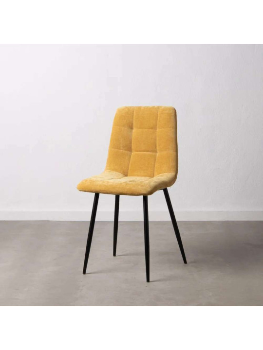 Ensemble de 4 chaises jaune canard en velours Ensemble de 4 chaises jaune canard en velours