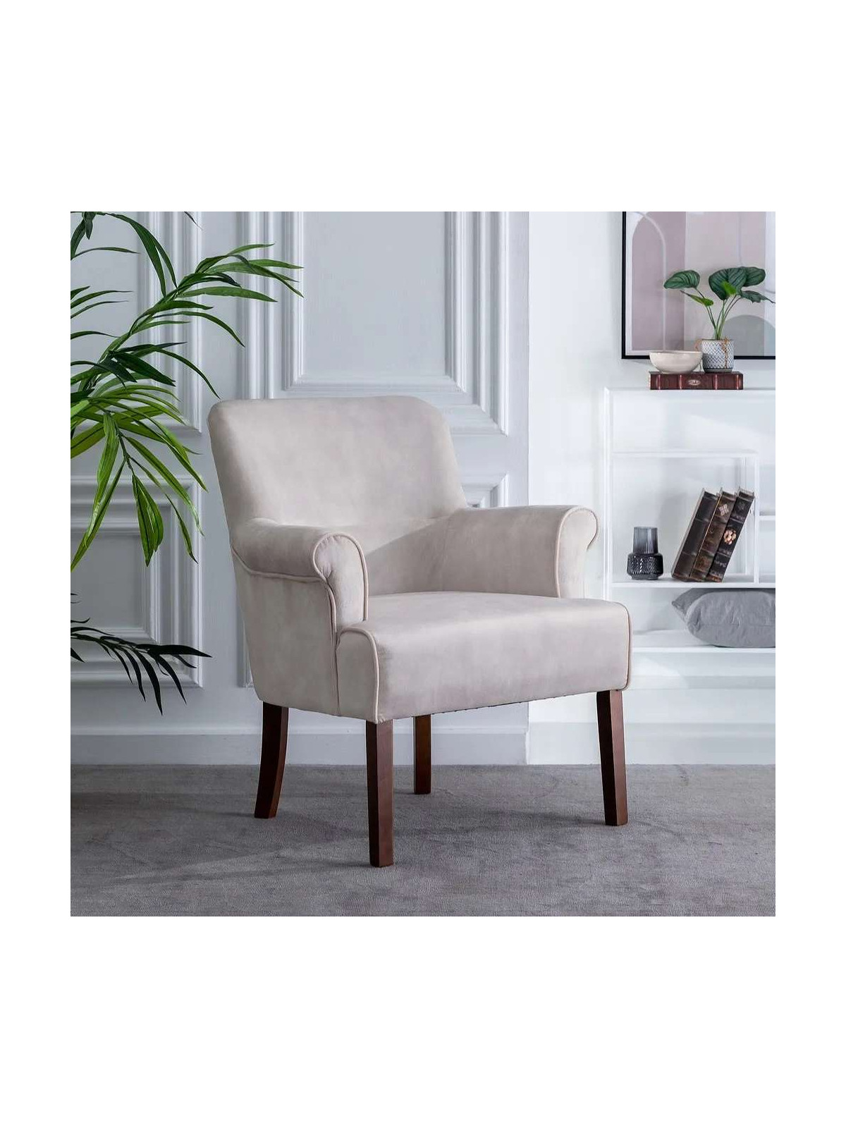 Fauteuil Lorca velours beige