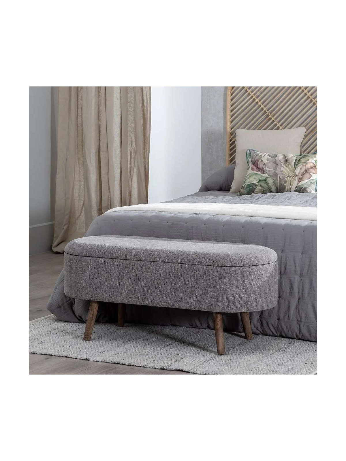 Banquette en tissu gris