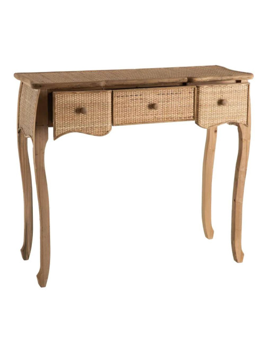 Console naturelle en bois et rotin