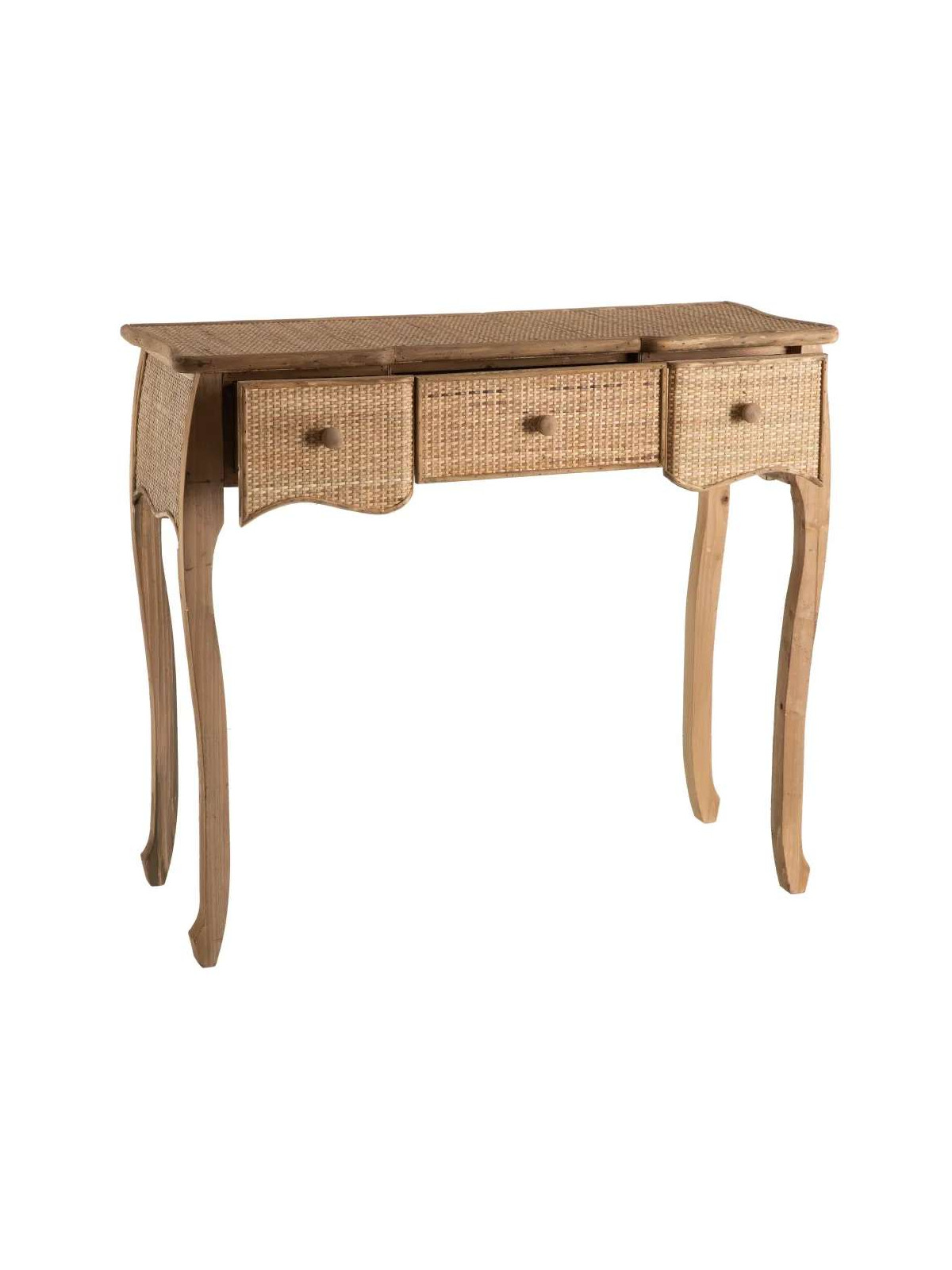 Console naturelle en bois et rotin