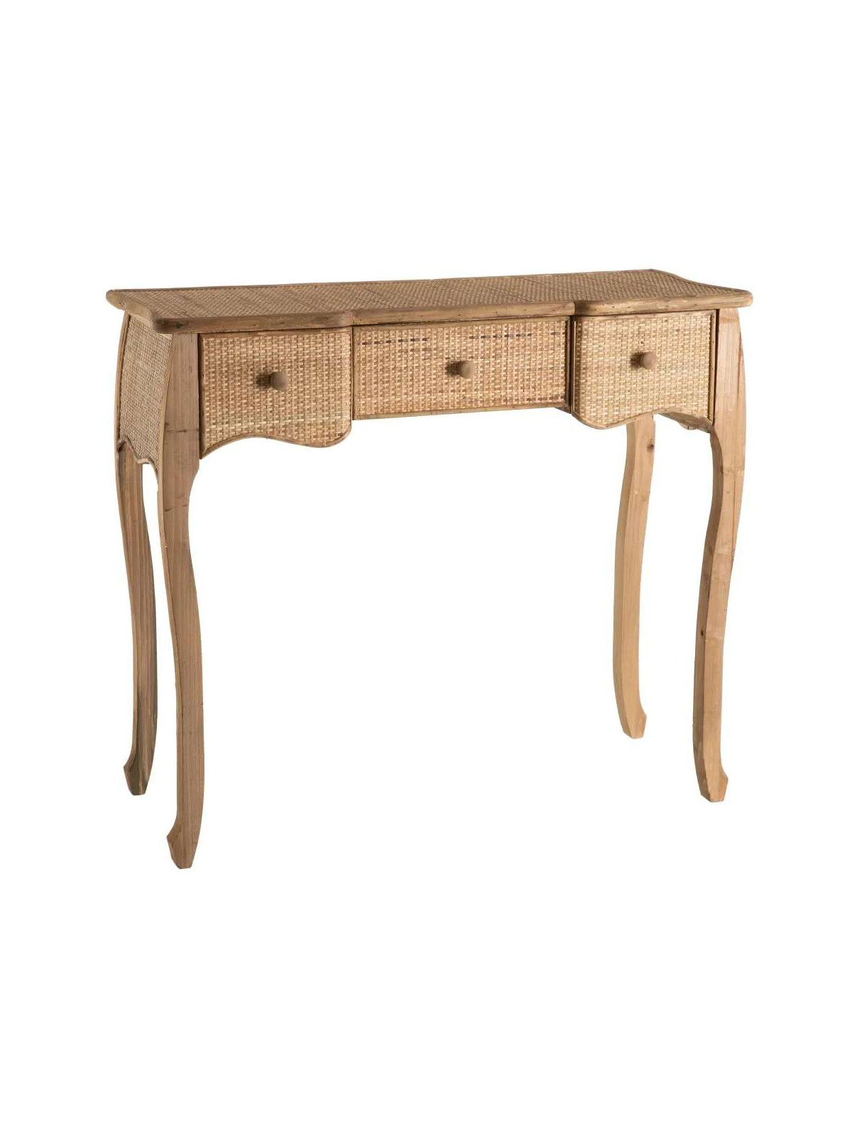 Console naturelle en bois et rotin