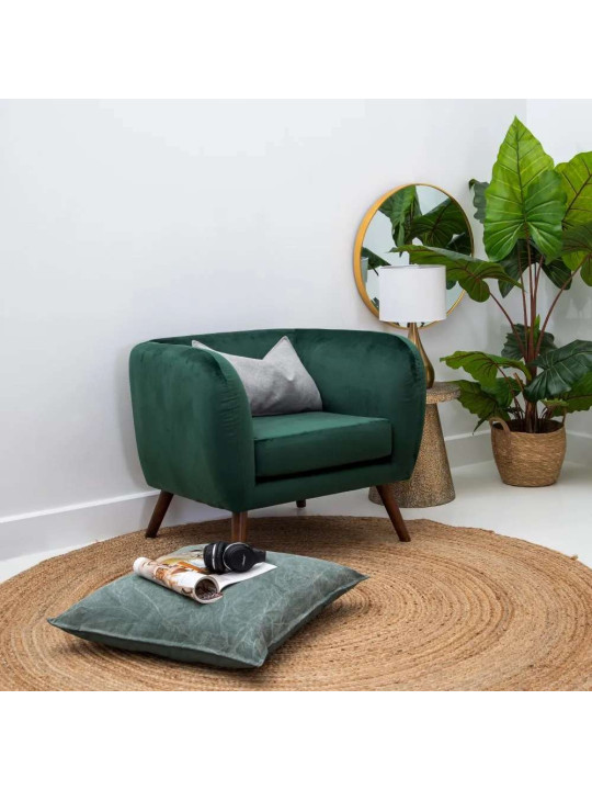 Fauteuil Hita en velours Vert Olive