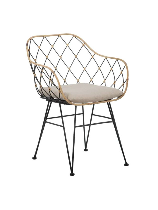 Fauteuil en rotin et métal noir Fauteuil en rotin et métal noir