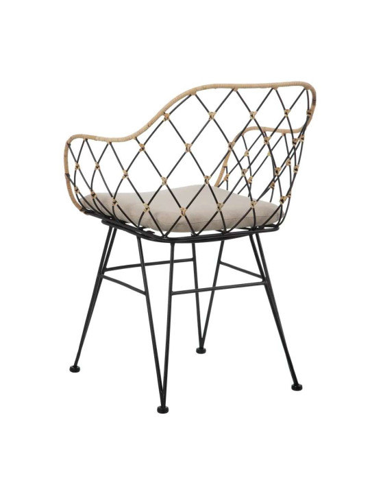 Fauteuil en rotin et métal noir Fauteuil en rotin et métal noir