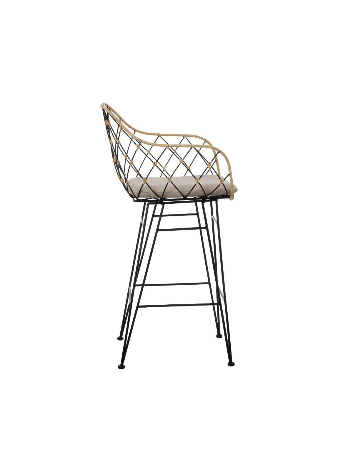 Grand fauteuil marina en rotin et métal noir