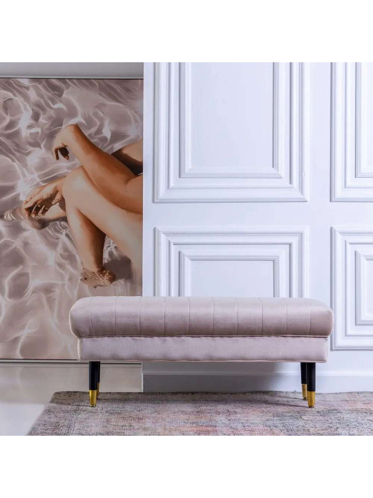 Banquette en velours beige