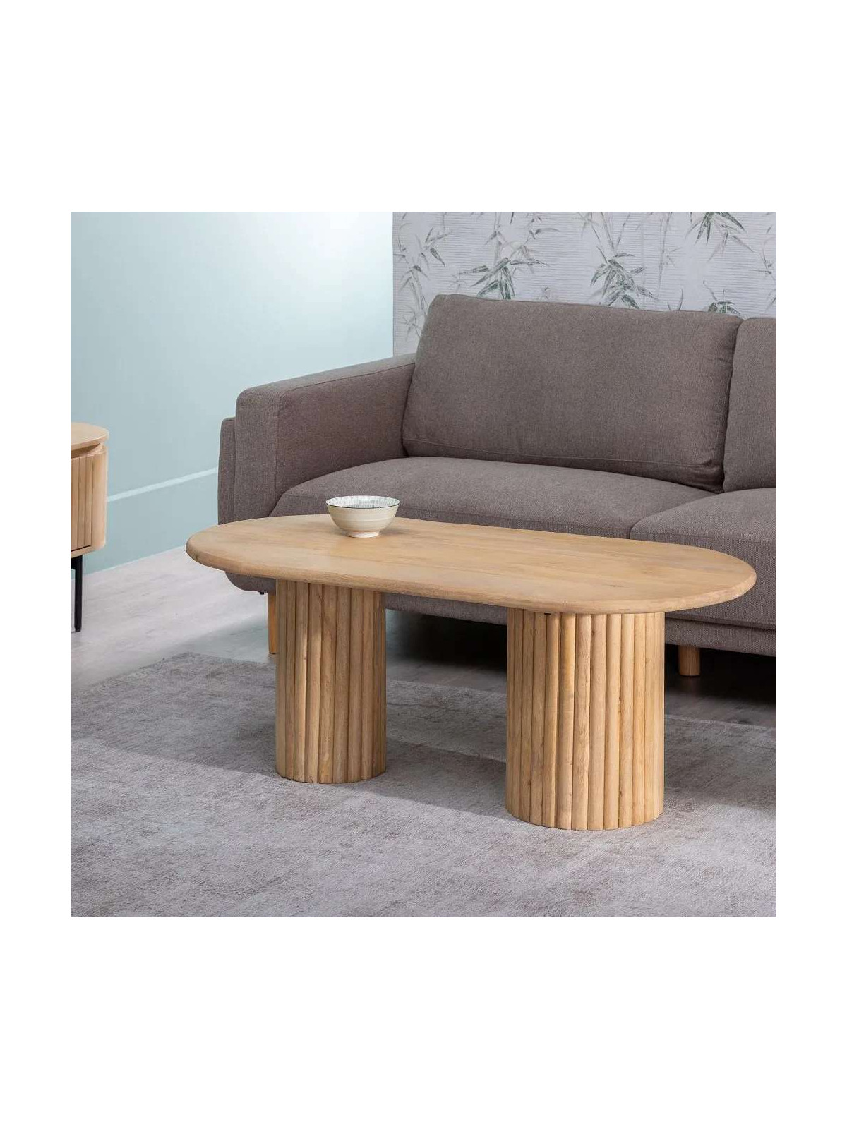 Table basse ovale naturel en bois de manguier