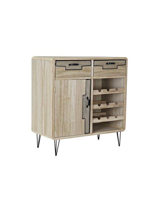 Porte bouteille bois de paulownia et cannage en métal Porte bouteille bois de paulownia et cannage en métal