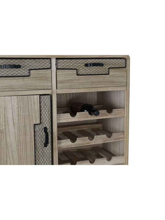 Porte bouteille bois de paulownia et cannage en métal Porte bouteille bois de paulownia et cannage en métal