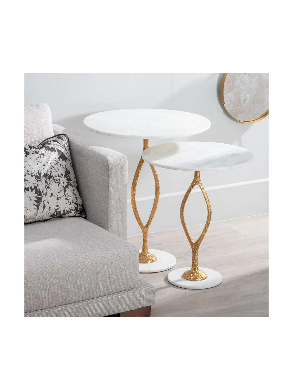 Table basse racine blanche et doré