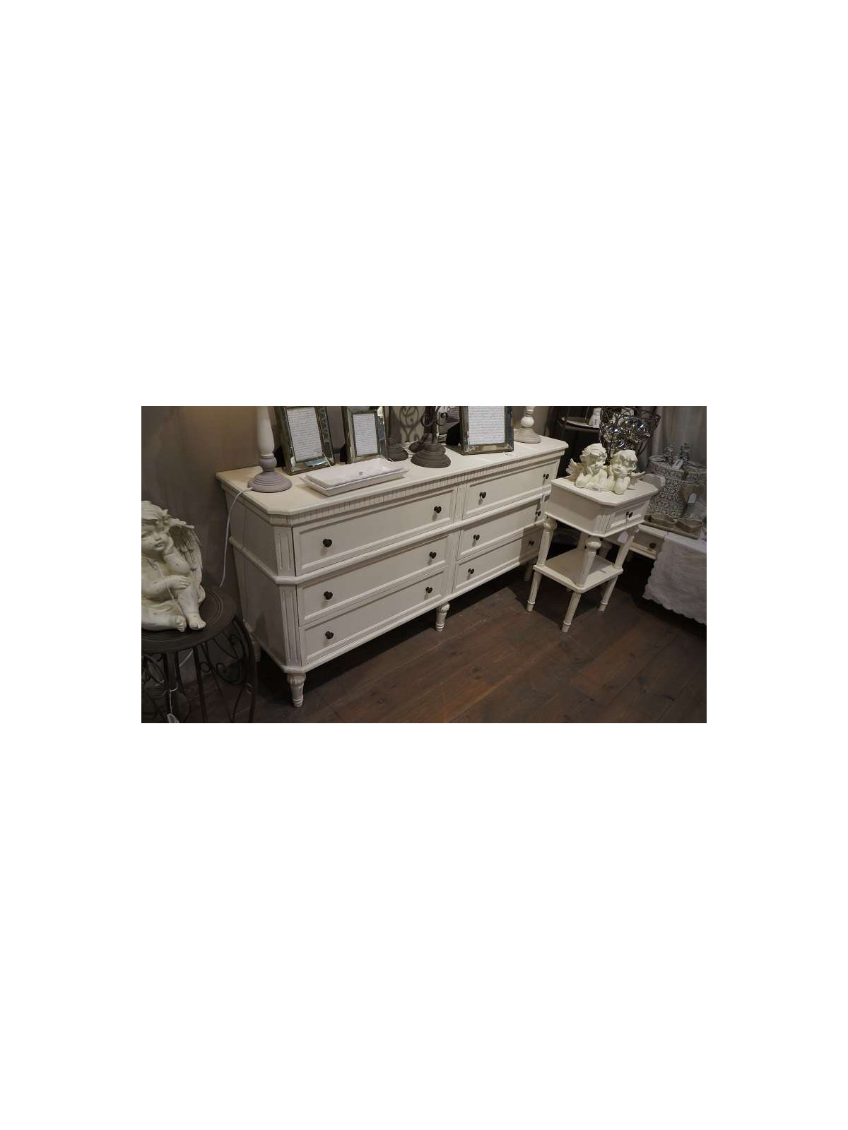 Commode Blanche 6t patinée Léonie